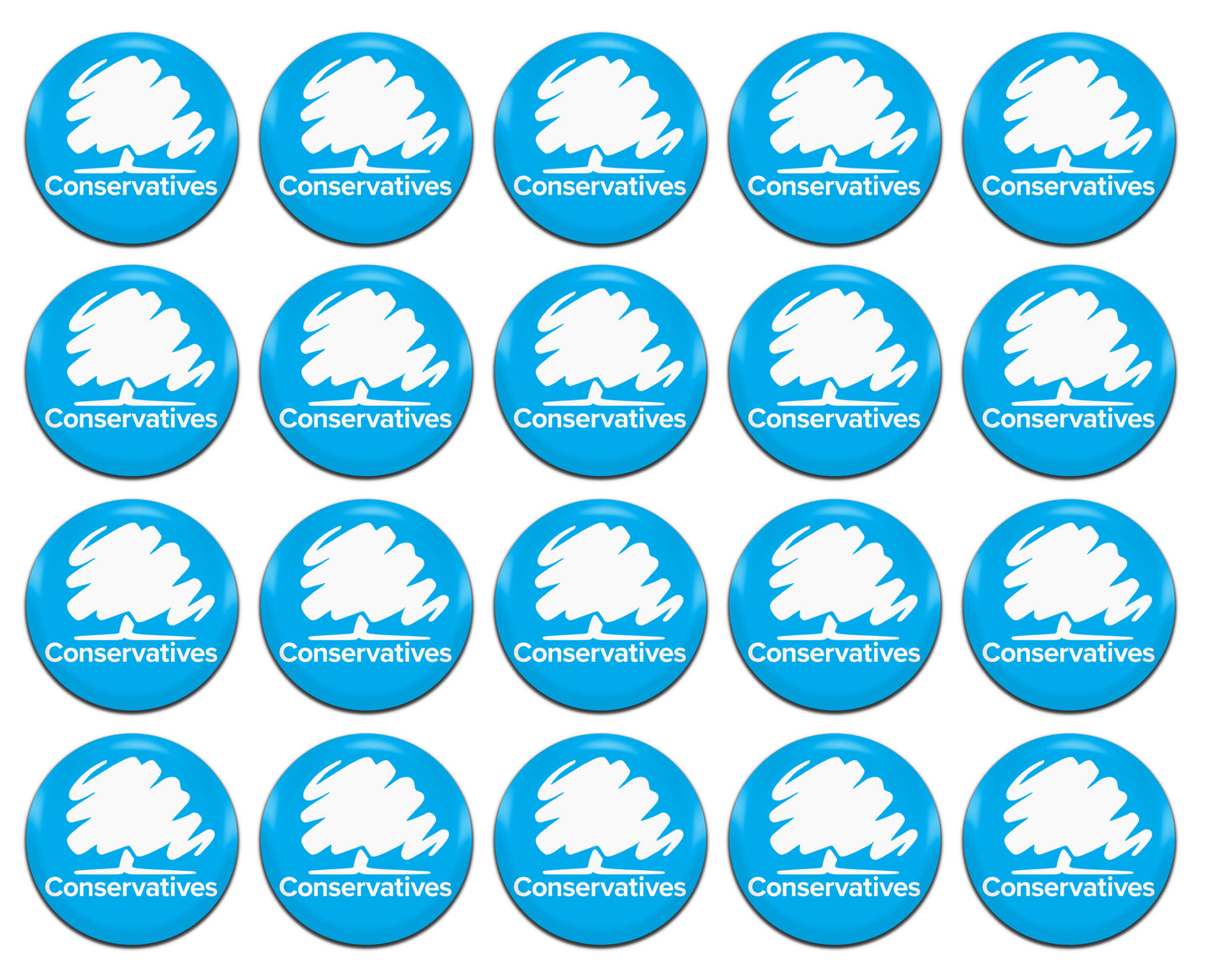Conservatives Conservative Party Tory 25mm / 1 Inch D-Pin Button Badges (20x Set)