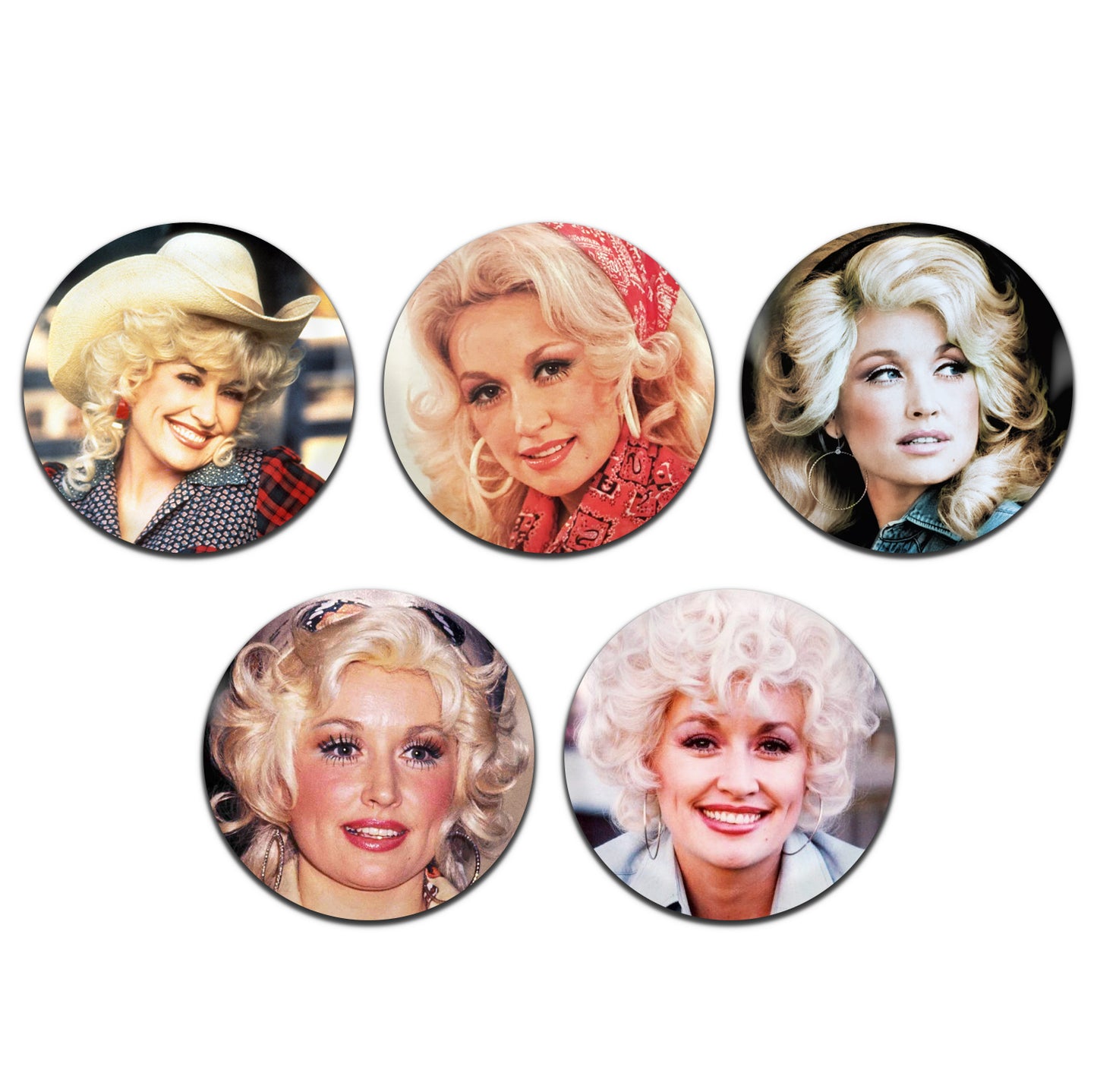Dolly Parton Country Pop Singer 00's 25mm / 1 Inch D-Pin Button Badges (5x Set)