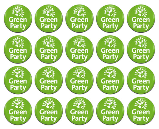 Green Party 25mm / 1 Inch D-Pin Button Badges (20x Set)