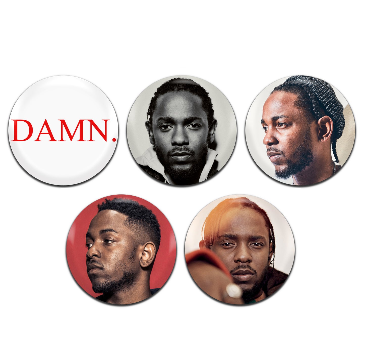 Kendrick Lamar Rap Hip Hop 00's 25mm / 1 Inch D-Pin Button Badges (5x Set)
