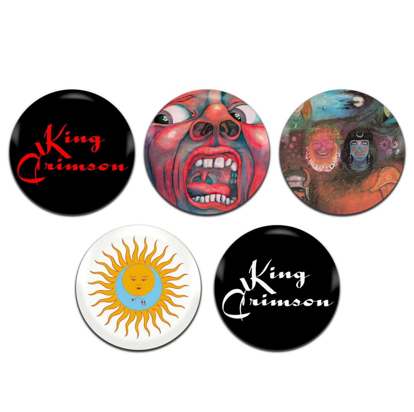 King Crimson Prog Progressive Rock Band 70's 80's 25mm / 1 Inch D-Pin Button Badges (5x Set)
