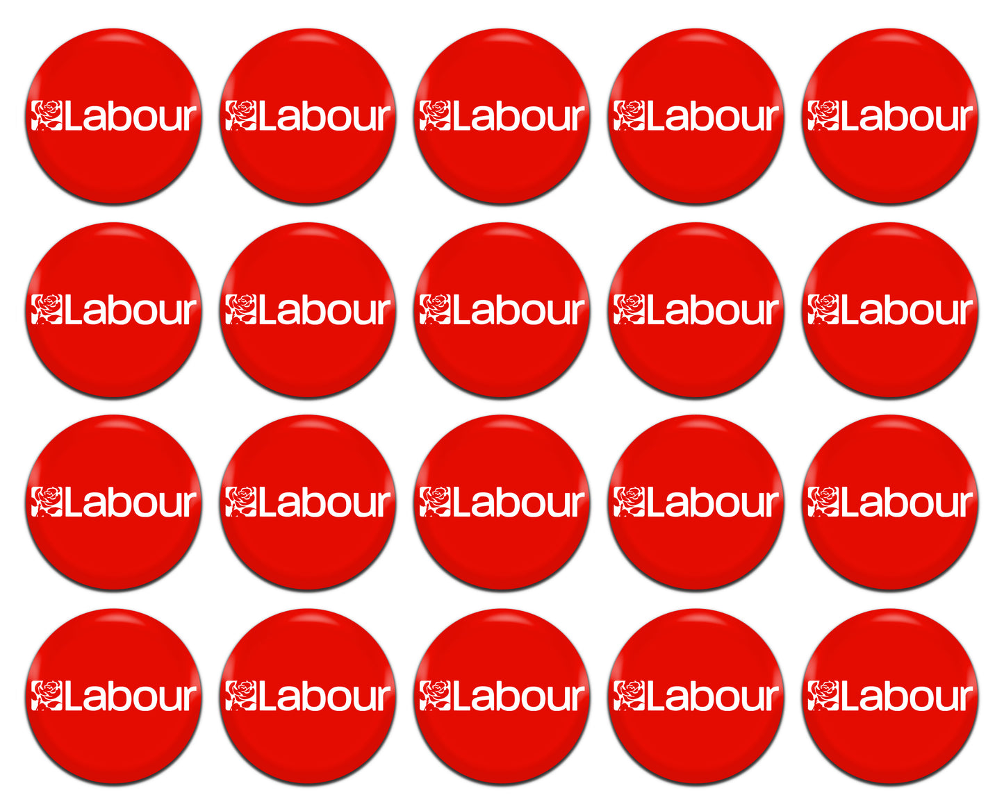Labour Party 25mm / 1 Inch D-Pin Button Badges (20x Set)