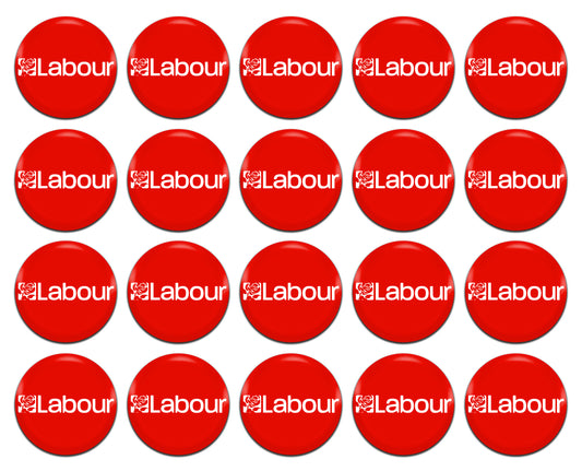Labour Party 25mm / 1 Inch D-Pin Button Badges (20x Set)