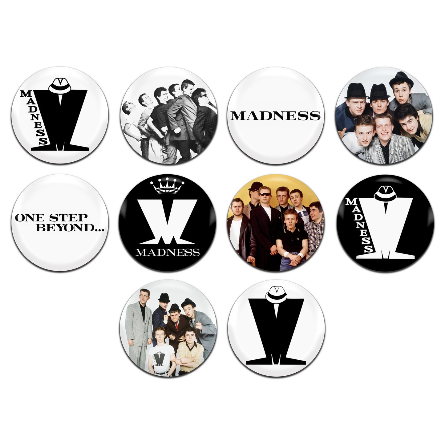 Madness Ska New Wave Rock Pop Band 70's 80's 25mm / 1 Inch D-Pin Button Badges (10x Set)