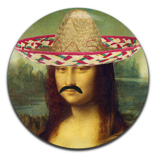 Mona Lisa Mexican Da Vinci Altered Art Parody 25mm / 1 Inch D-pin Button Badge