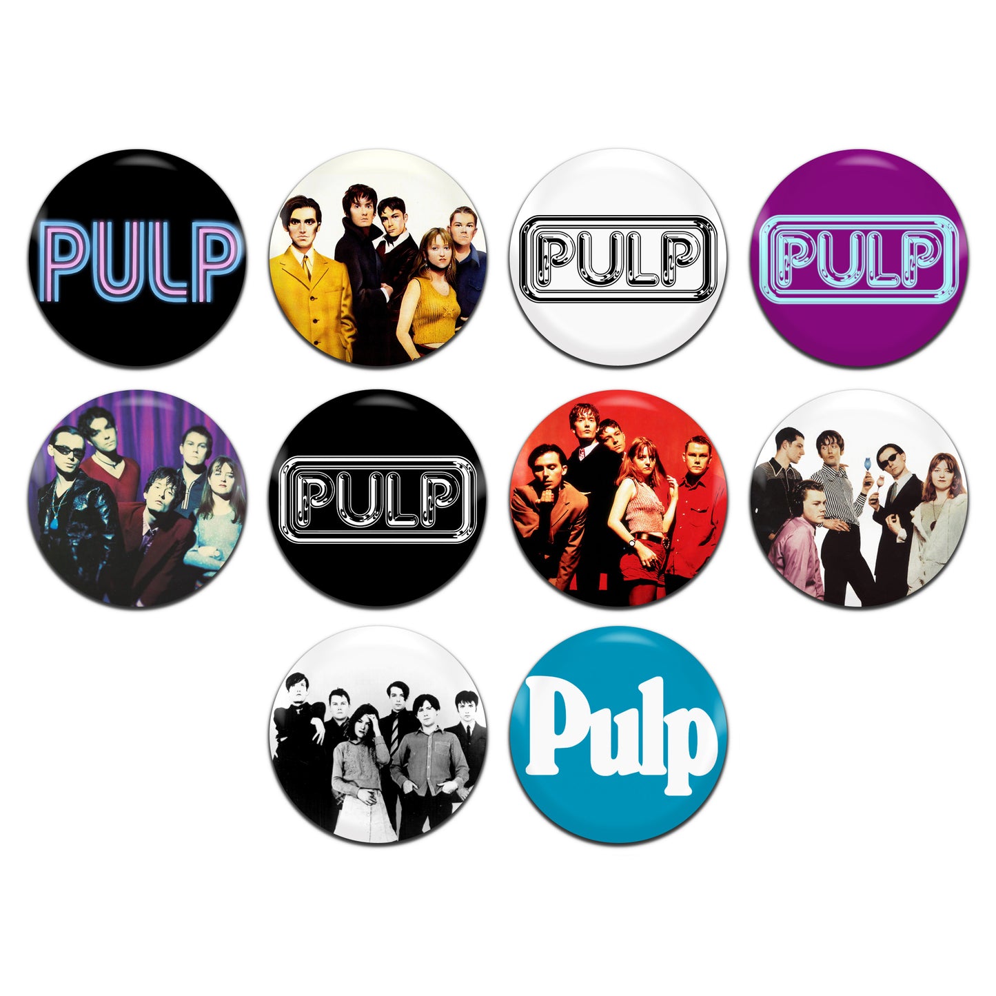 Pulp Indie Rock Pop Britpop Band 90's 25mm / 1 Inch D-Pin Button Badges (10x Set)