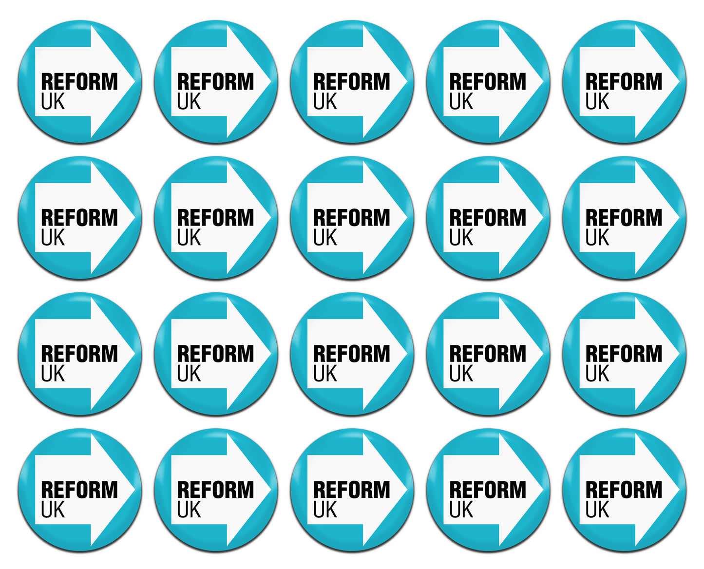 Reform UK Party 25mm / 1 Inch D-Pin Button Badges (20x Set)