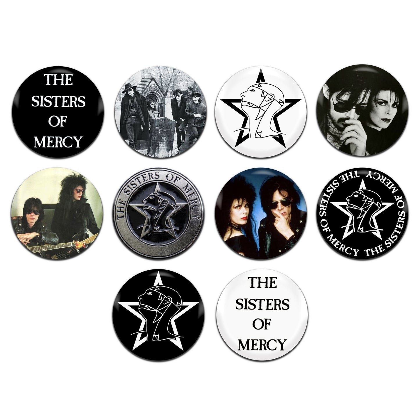 Sisters Of Mercy Goth New Wave Rock Pop Band 80's 25mm / 1 Inch D-Pin Button Badges (10x Set)