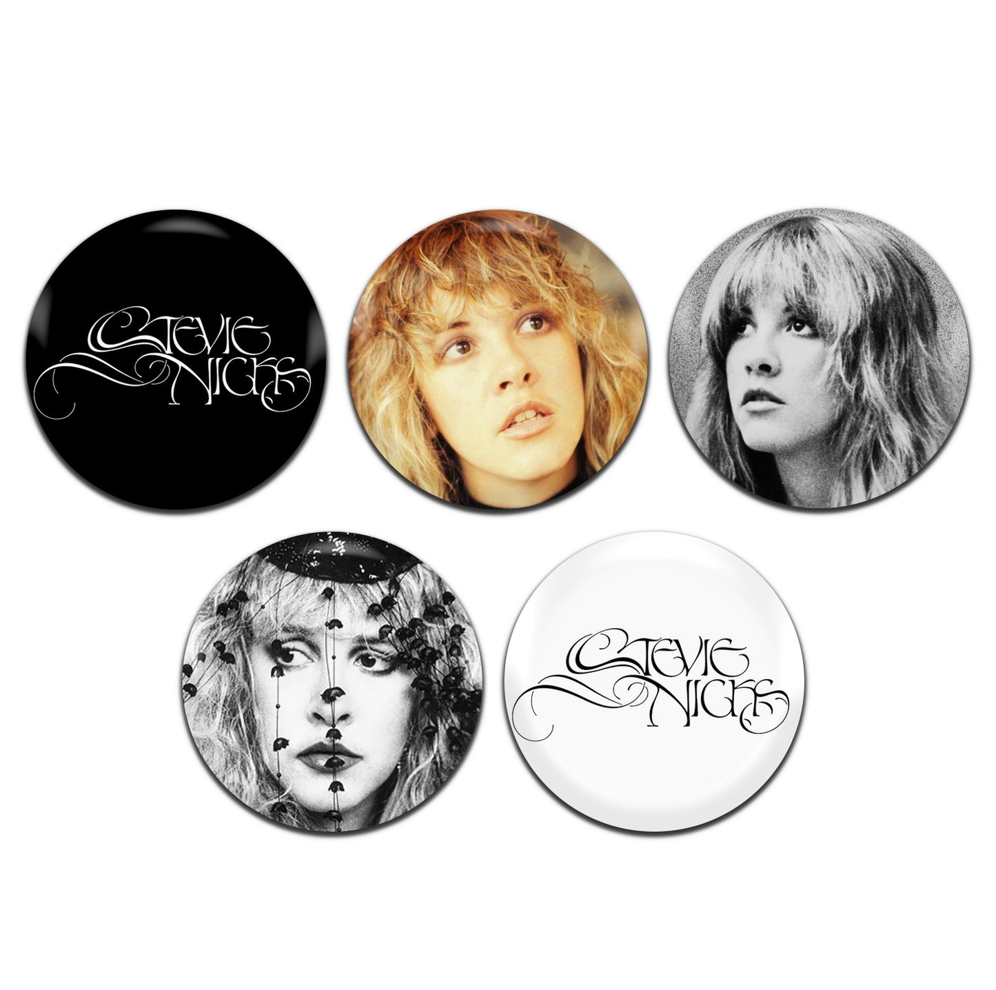 Stevie Nicks Fleetwood Mac Rock Pop 70's 80's 25mm / 1 Inch D-Pin Button Badges (5x Set)