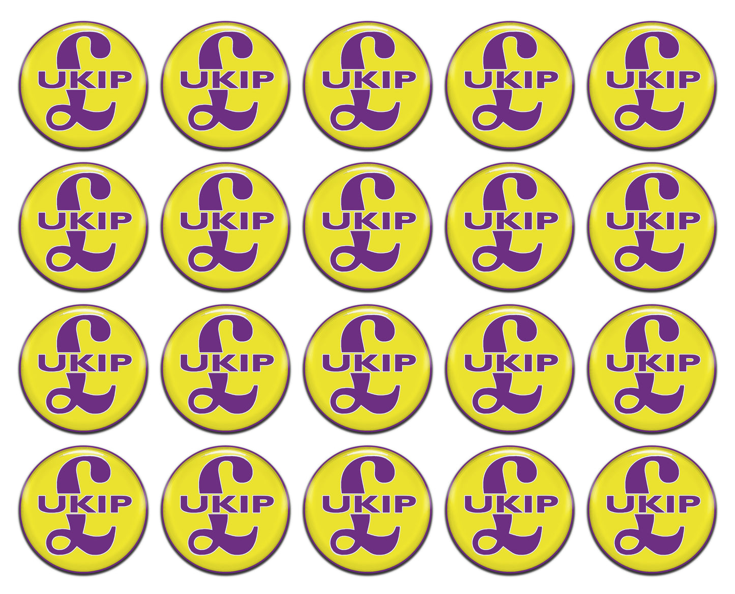 UKIP 25mm / 1 Inch D-Pin Button Badges (20x Set)