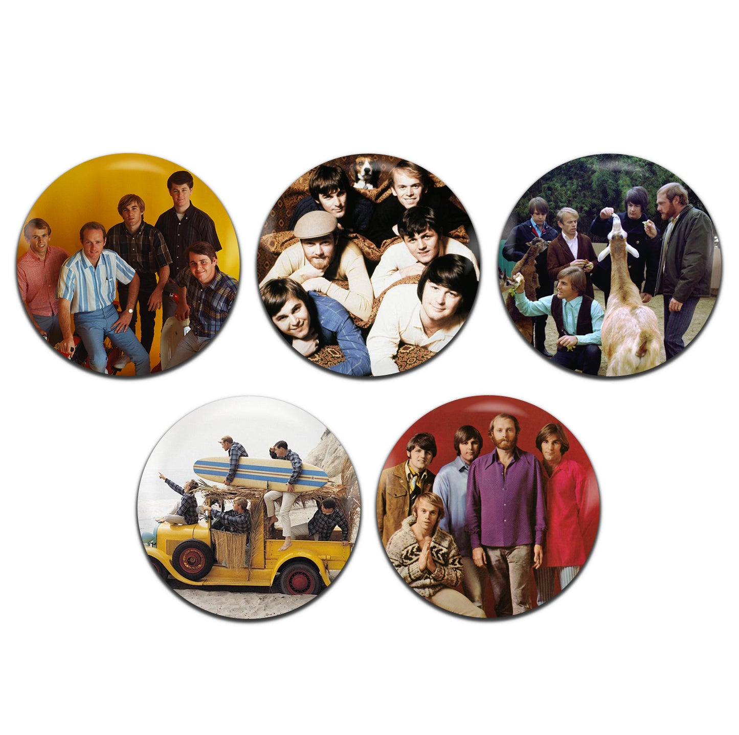 Beach Boys Surf Rock Psychedelic Pop Band 60's 25mm / 1 Inch D-Pin Button Badges (5x Set)