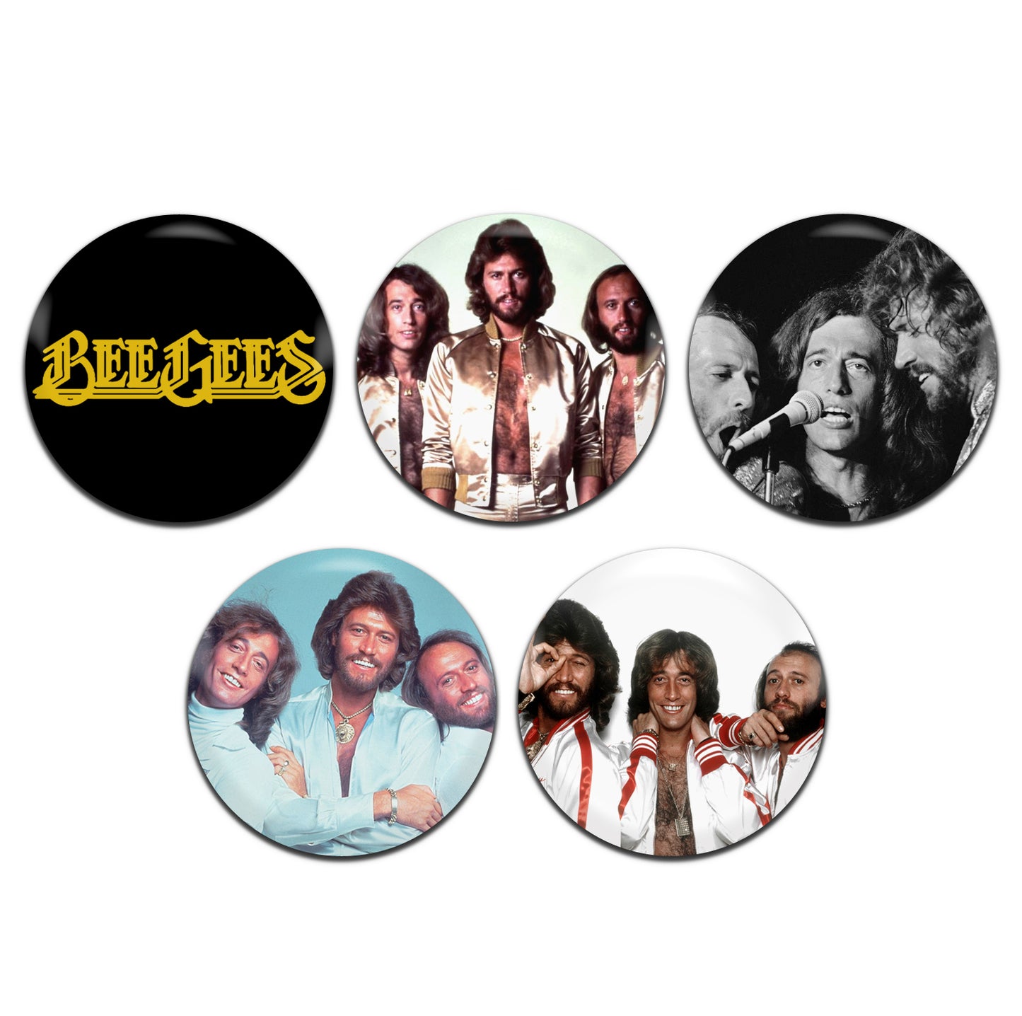 Bee Gees Rock Pop Disco Soul Band 60's 70's 25mm / 1 Inch D-Pin Button Badges (5x Set)