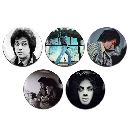 Billy Joel Rock Pop Singer 70's 80's 25mm / 1 Inch D-Pin Button Badges (5x Set)
