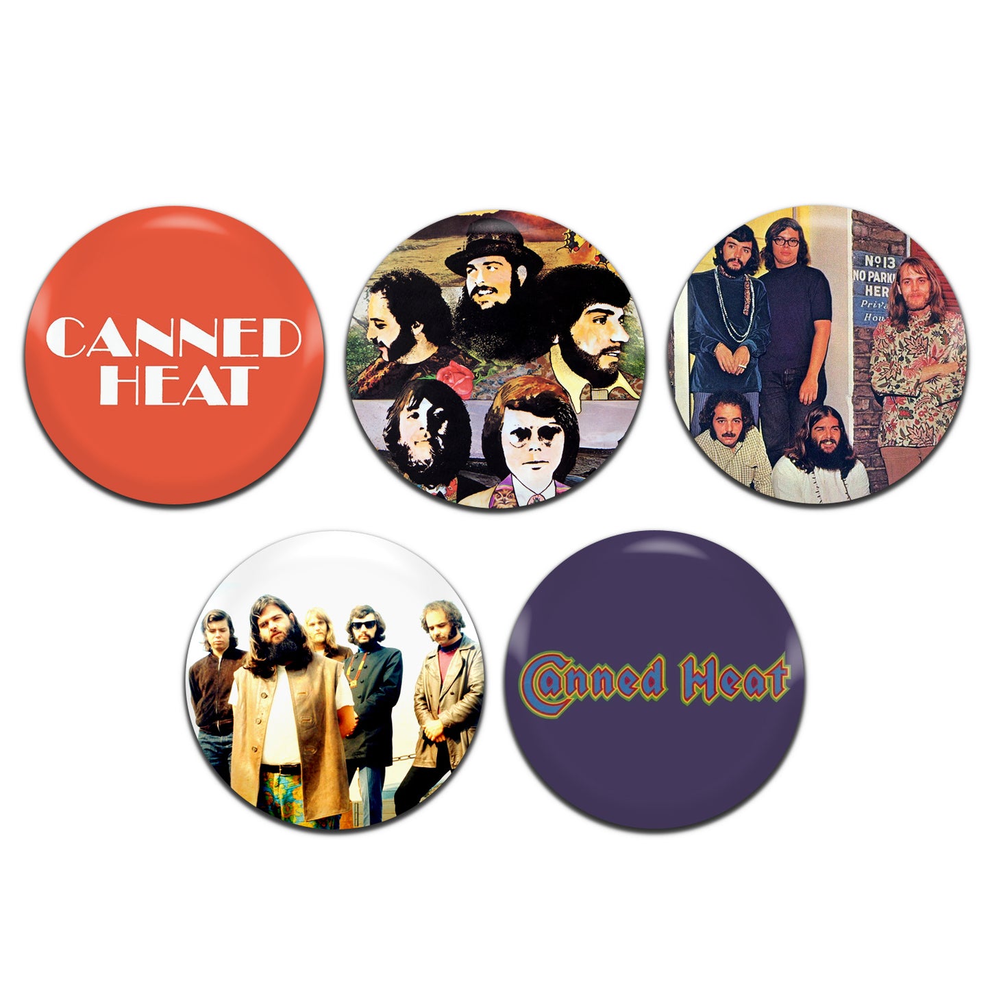 Canned Heat Blues Rock Band Psychedelic 60's 25mm / 1 Inch D-Pin Button Badges (5x Set)