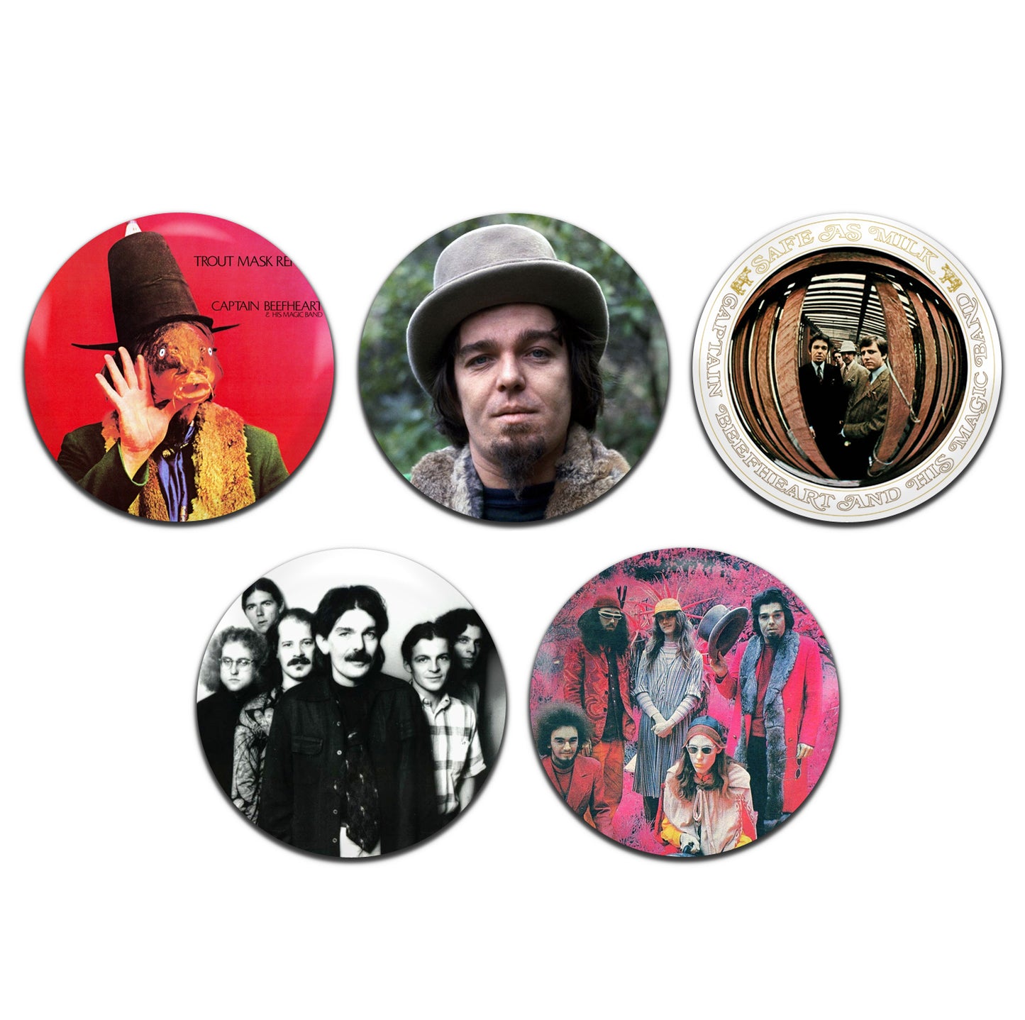 Captain Beefheart Rock Blues Psychedelic Prog 60's 25mm / 1 Inch D-Pin Button Badges (5x Set)