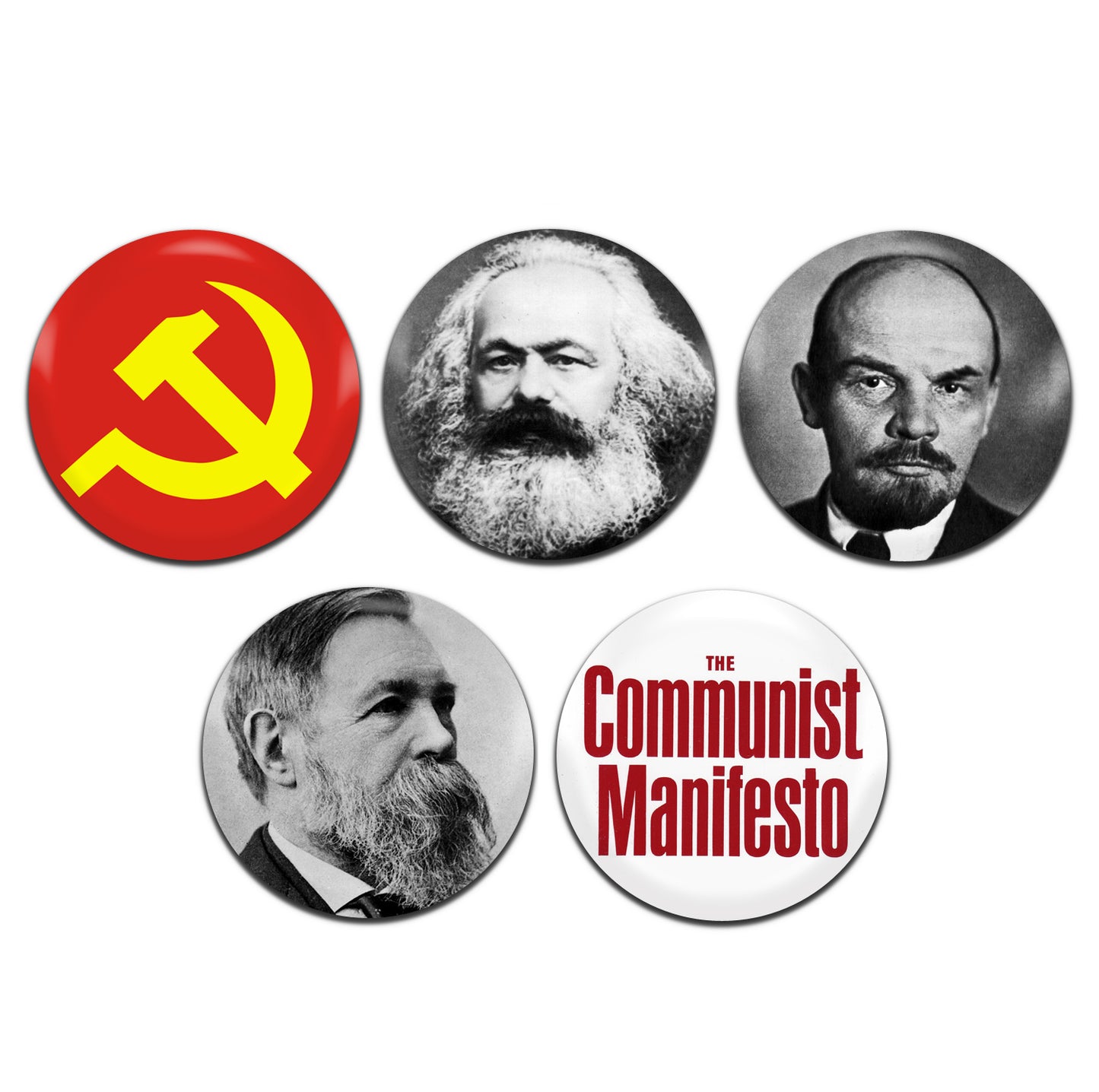 Communism Communist 25mm / 1 Inch D-Pin Button Badges (5x Set)