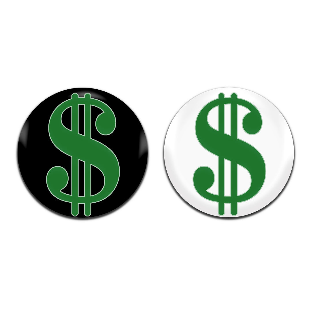 Dollar Sign Novelty 25mm / 1 Inch D-Pin Button Badges (2x Set)