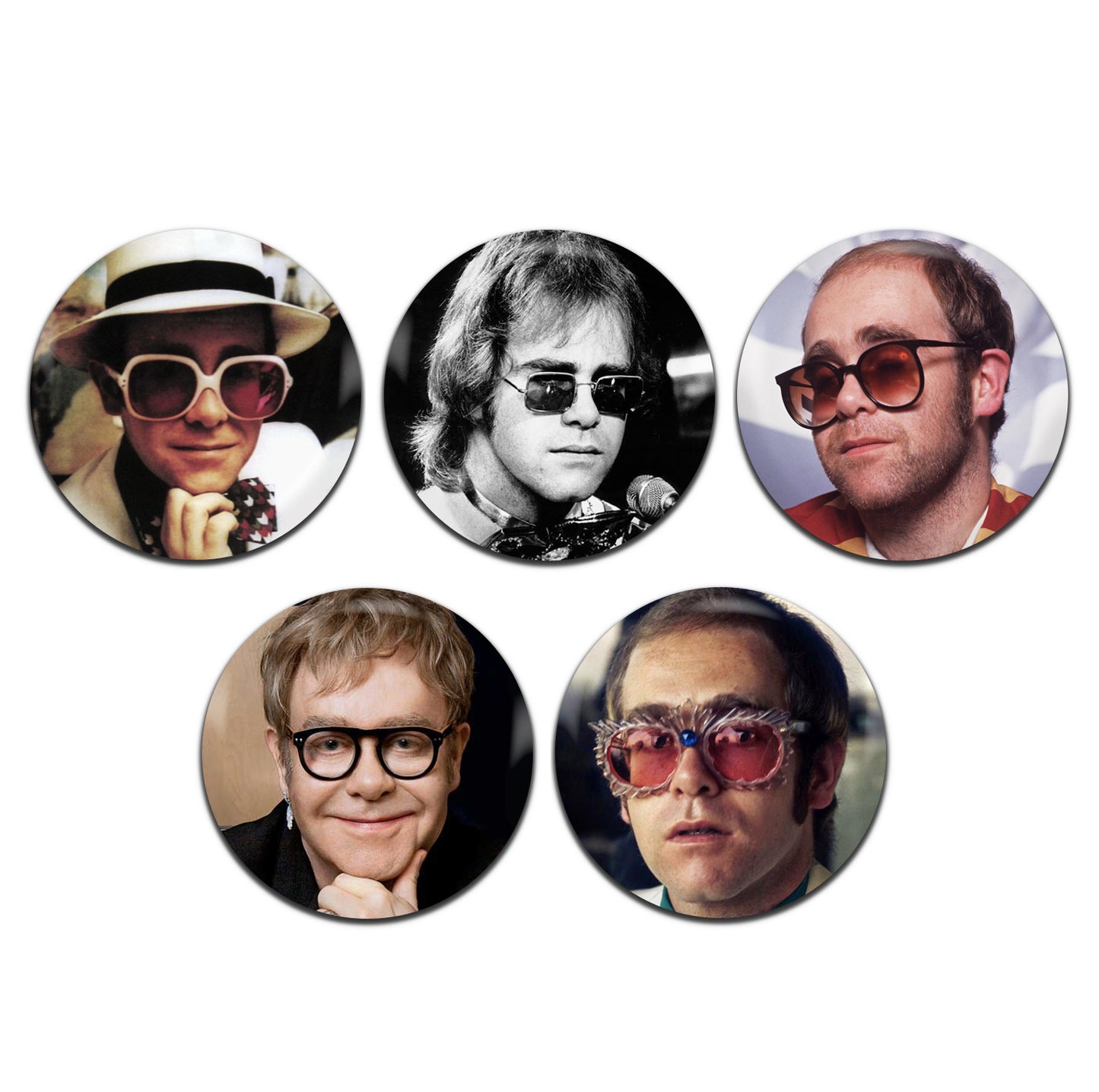 Elton John Elton John Rock Pop Singer 70's 25mm / 1 Inch D-Pin Button Badges (5x Set)