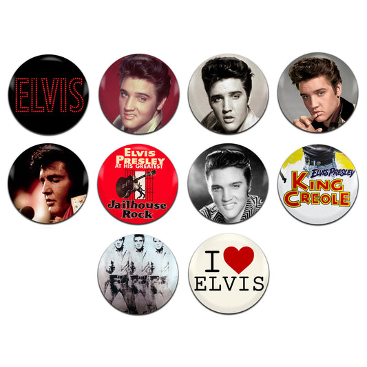 Elvis Presley Rock and Roll Country Singer 50's 60's 25mm / 1 Inch D-Pin Button Badges (10x Set)