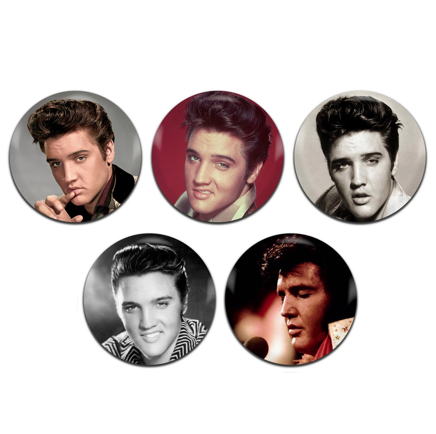 Elvis Presley Rock and Roll Country Singer 50's 60's 25mm / 1 Inch D-Pin Button Badges (5x Set)