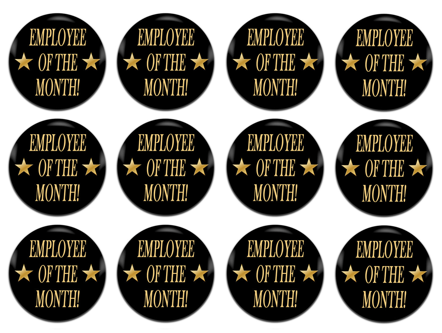 Employee Of The Month 25mm / 1 Inch D-Pin Button Badges (12x Set)