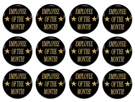 Employee Of The Month 25mm / 1 Inch D-Pin Button Badges (12x  Set)