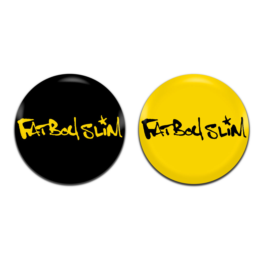 Fat Boy Slim Electonic Acid House 90's 00's 25mm / 1 Inch D-Pin Button Badges (2x Set)