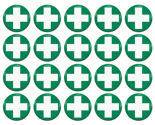 First Aid 25mm / 1 Inch D-Pin Button Badges (20x Set)