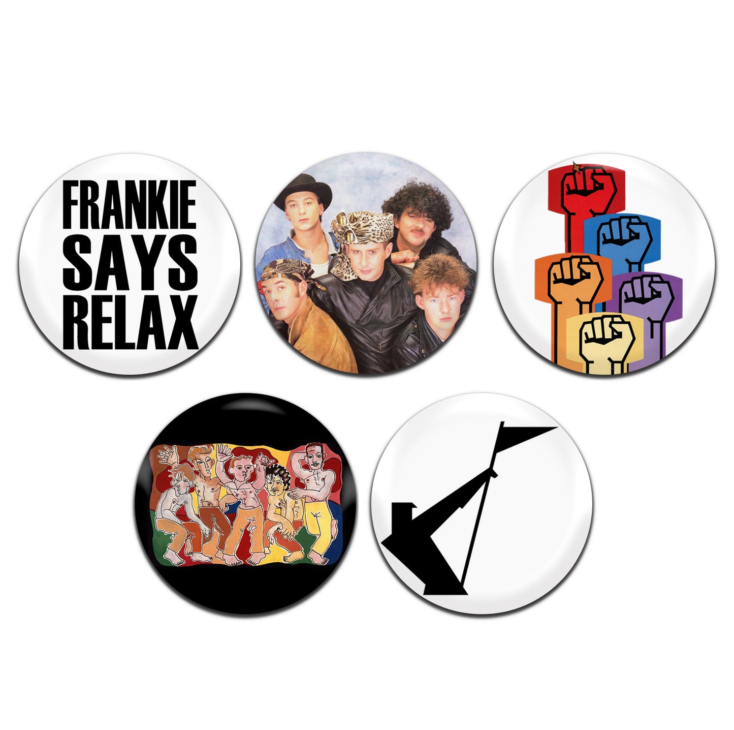 Frankie Goes To Hollywood New Wave Synth Pop Band 80's 25mm / 1 Inch D-Pin Button Badges (5x Set)