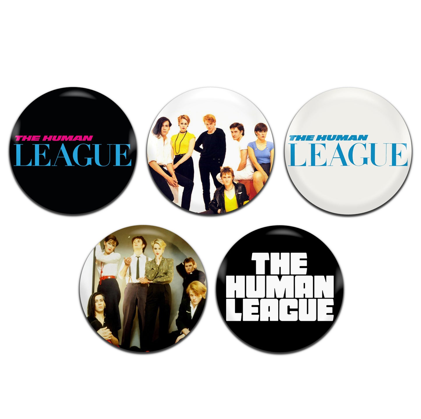 Human League Synth Pop New Wave 80's 25mm / 1 Inch D-Pin Button Badges (5x Set)
