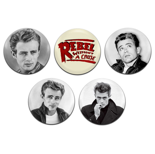 James Dean Movie Film Actor 50's  25mm / 1 Inch D-Pin Button Badges (5x Set)