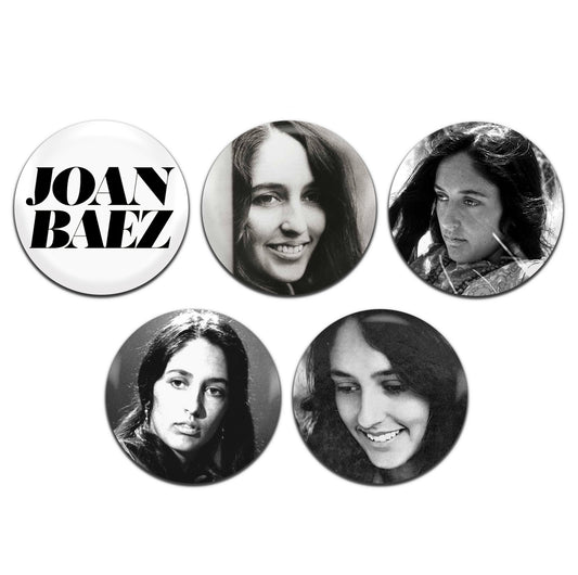 Joan Baez Folk Singer 60' 25mm / 1 Inch D-Pin Button Badges (5x Set)