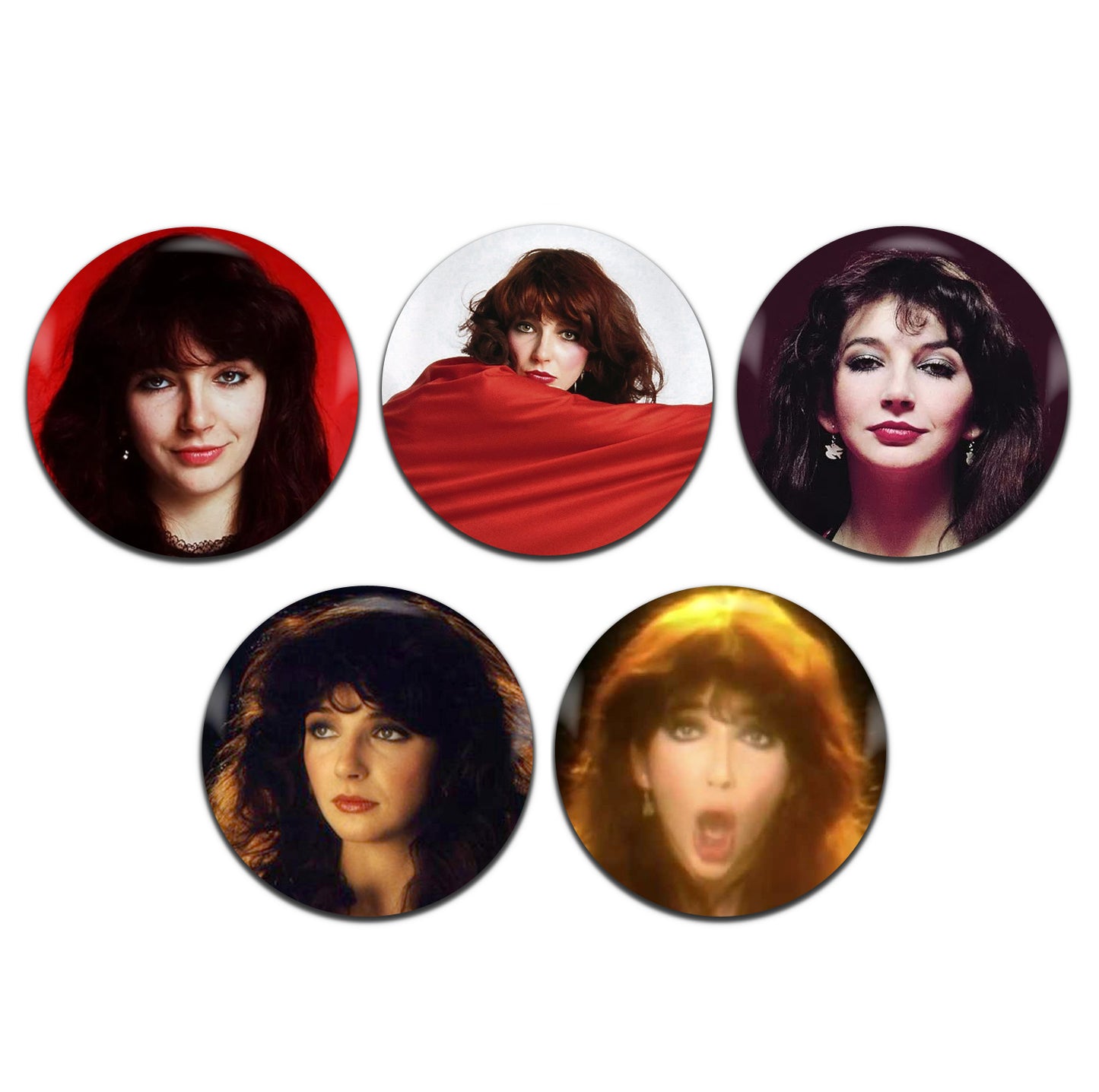 Kate Bush Pop Rock 70's 80's 25mm / 1 Inch D-Pin Button Badges (5x Set)