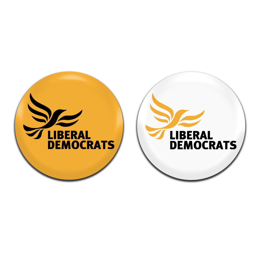 Liberal Democrats Politics Political Party Election 25mm / 1 Inch D-Pin Button Badges (2x Set)