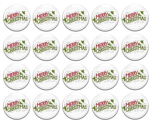 Merry Christmas Xmas Festive 25mm / 1 Inch D-Pin Button Badges (20x Set)