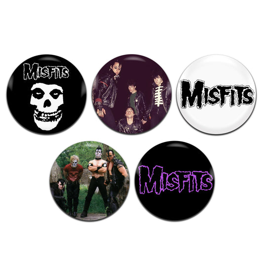 Misfits Punk Rock Metal Band 70's 80's 25mm / 1 Inch D-Pin Button Badges (5x Set)