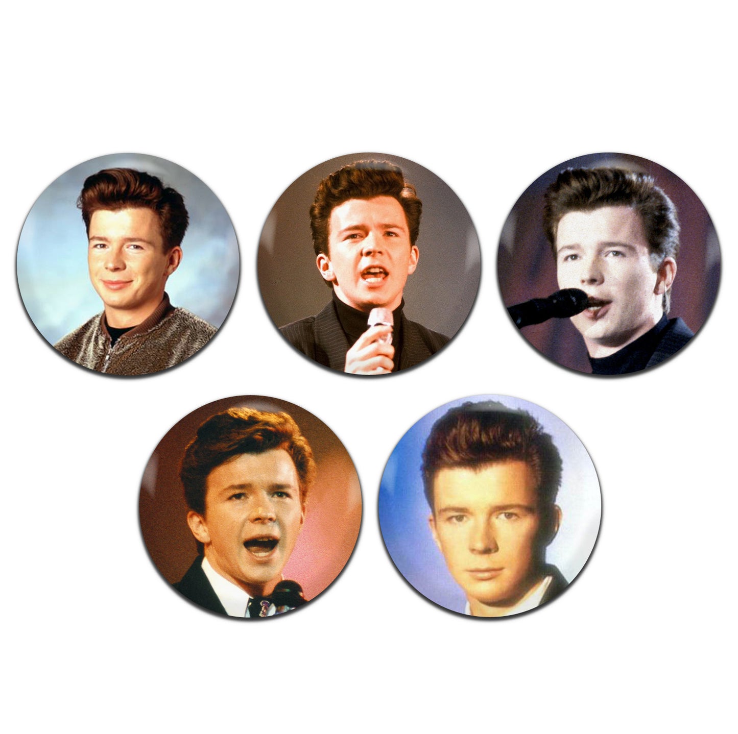 Rick Astley Pop Singer 80's 25mm / 1 Inch D-Pin Button Badges (5x Set)
