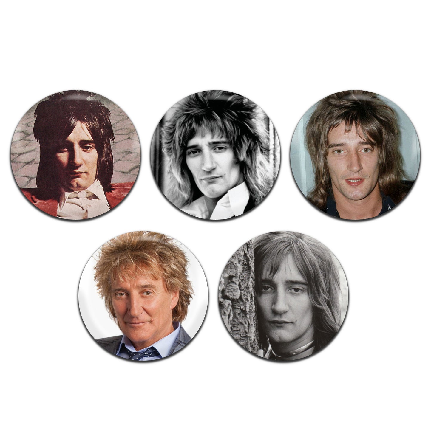 Rod Stewart Pop Rock Singer 25mm / 1 Inch D-Pin Button Badges (5x Set)