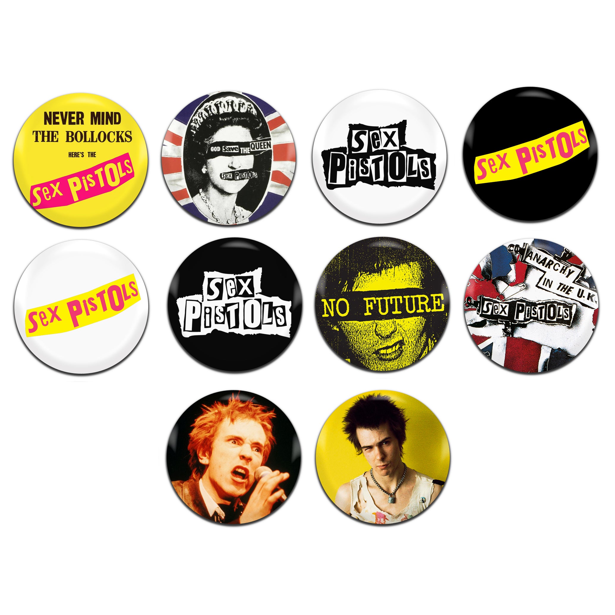 Sex Pistols Punk Rock 70 S 25mm 1 Inch D Pin Button Badges 10x Set Badge Banter