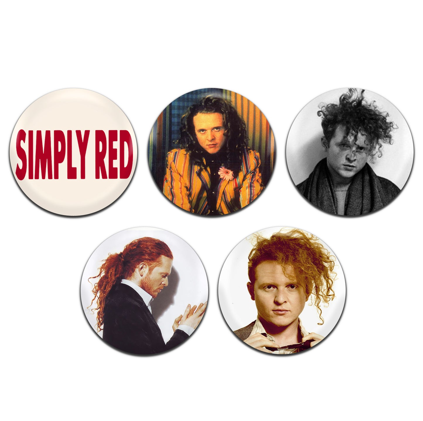Simply Red Pop Soul 80's 90's 25mm / 1 Inch D-Pin Button Badges (5x Set)
