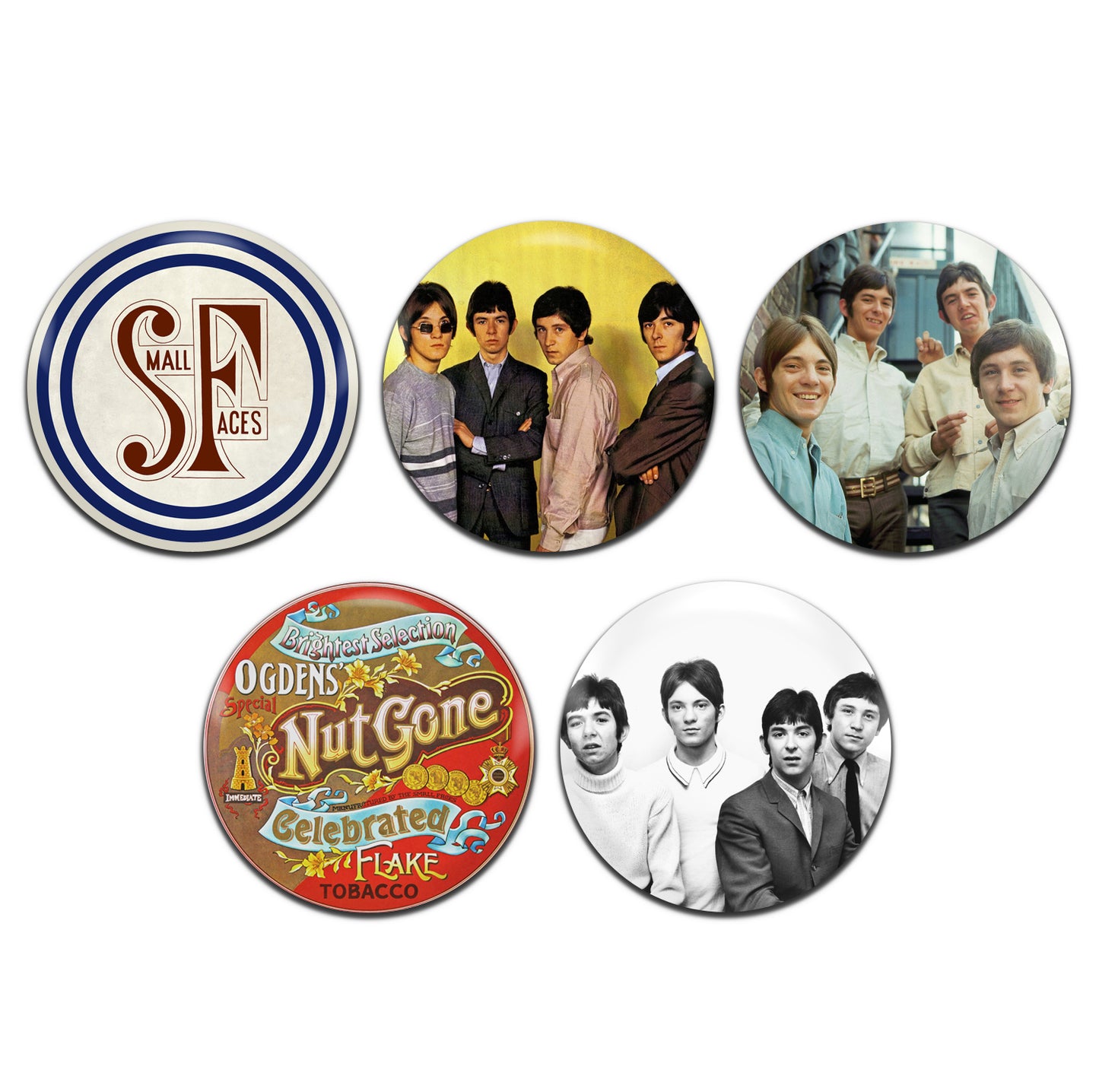 Small Faces Psychedelic Rock Mod 60's 25mm / 1 Inch D-Pin Button Badges (5x Set)