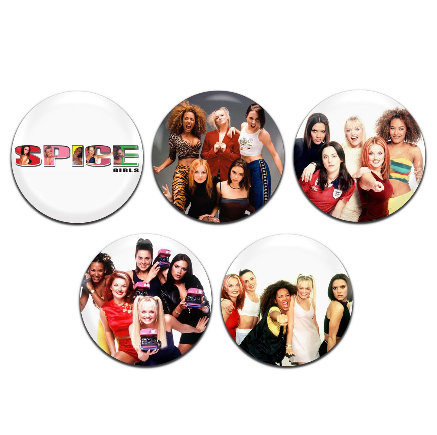 Spice Girls Pop Group 90's 25mm / 1 Inch D-Pin Button Badges (5x Set)
