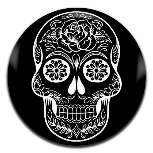 Sugar Skull Black 25mm / 1 Inch D-pin Button Badge