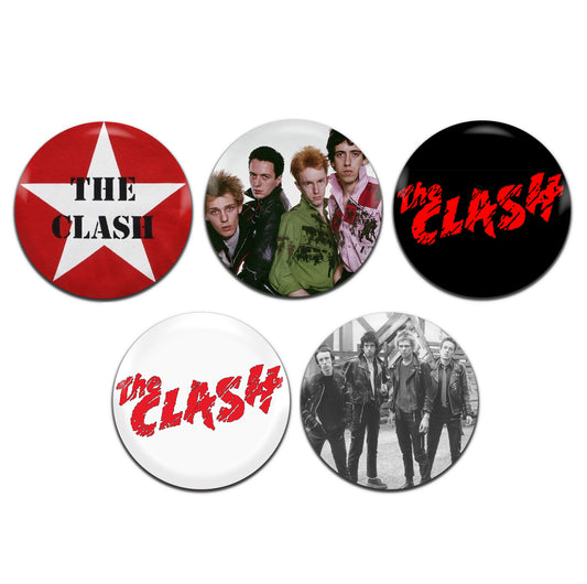 The Clash Punk Rock 70's 80's 25mm / 1 Inch D-Pin Button Badges (5x Set)