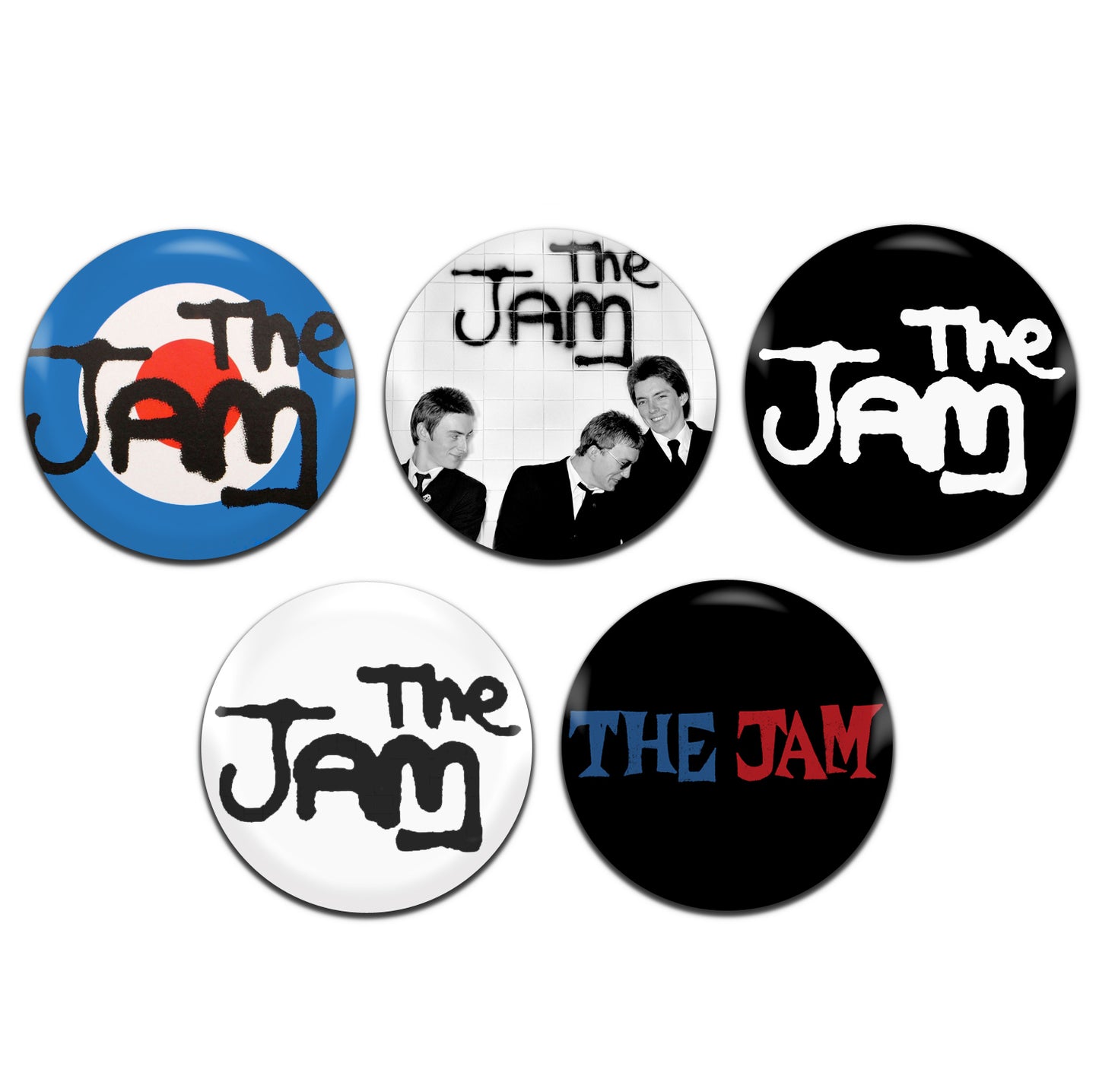 The Jam Mod Rock Punk 80's 25mm / 1 Inch D-Pin Button Badges (5x Set)