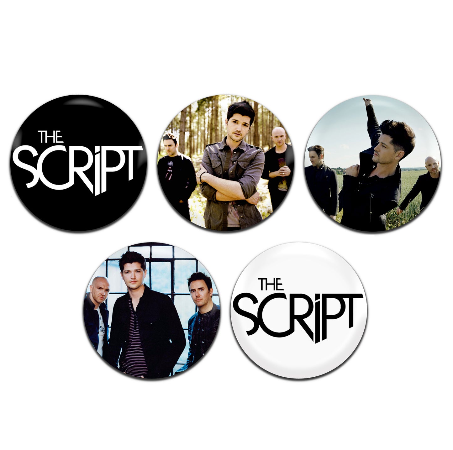 The Script Pop Rock Indie Band 00's 25mm / 1 Inch D-Pin Button Badges (5x Set)