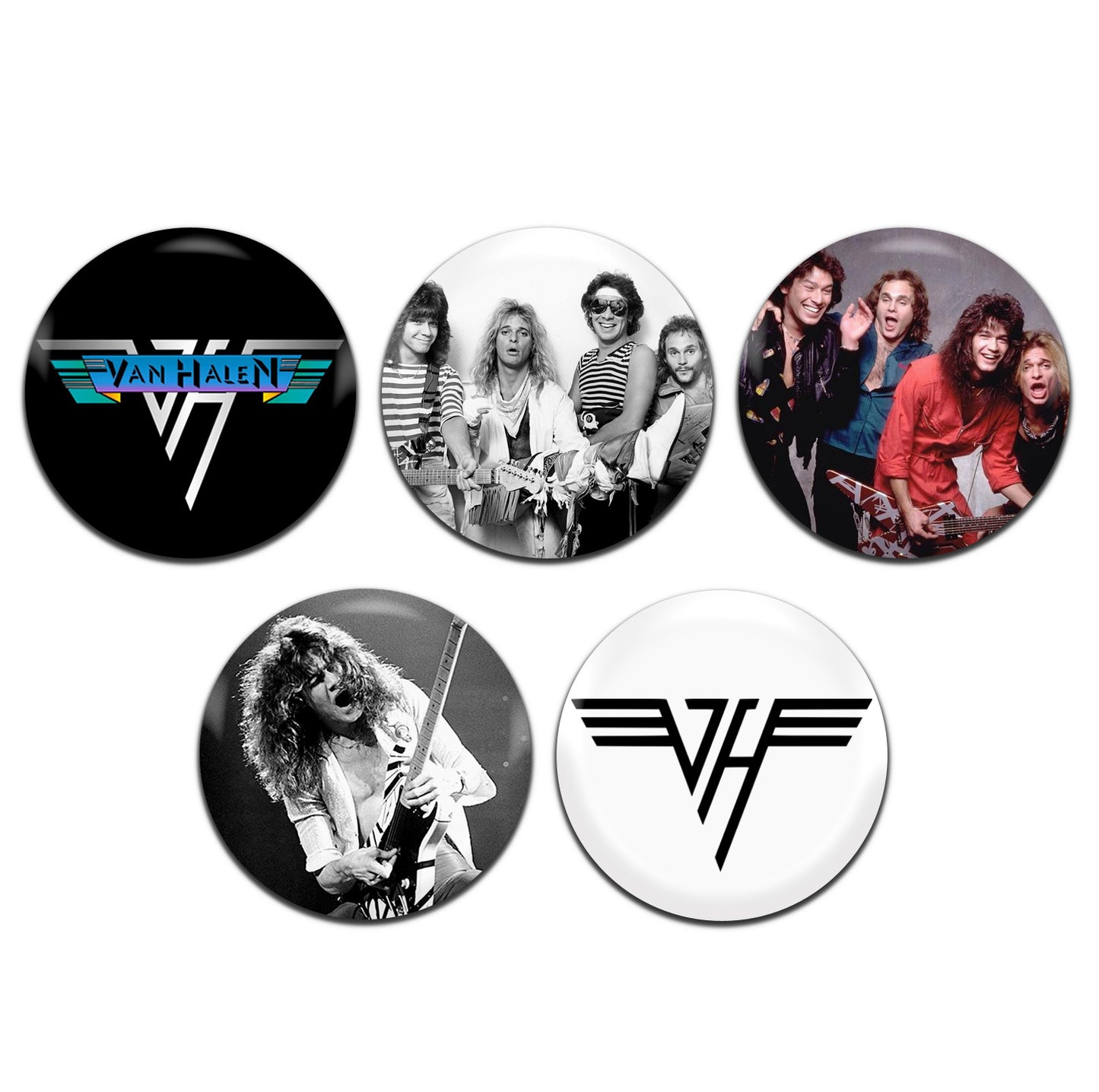 Van Halen Heavy Rock Metal Glam Band 70's 80's 25mm / 1 Inch D-Pin Button Badges (5x Set)