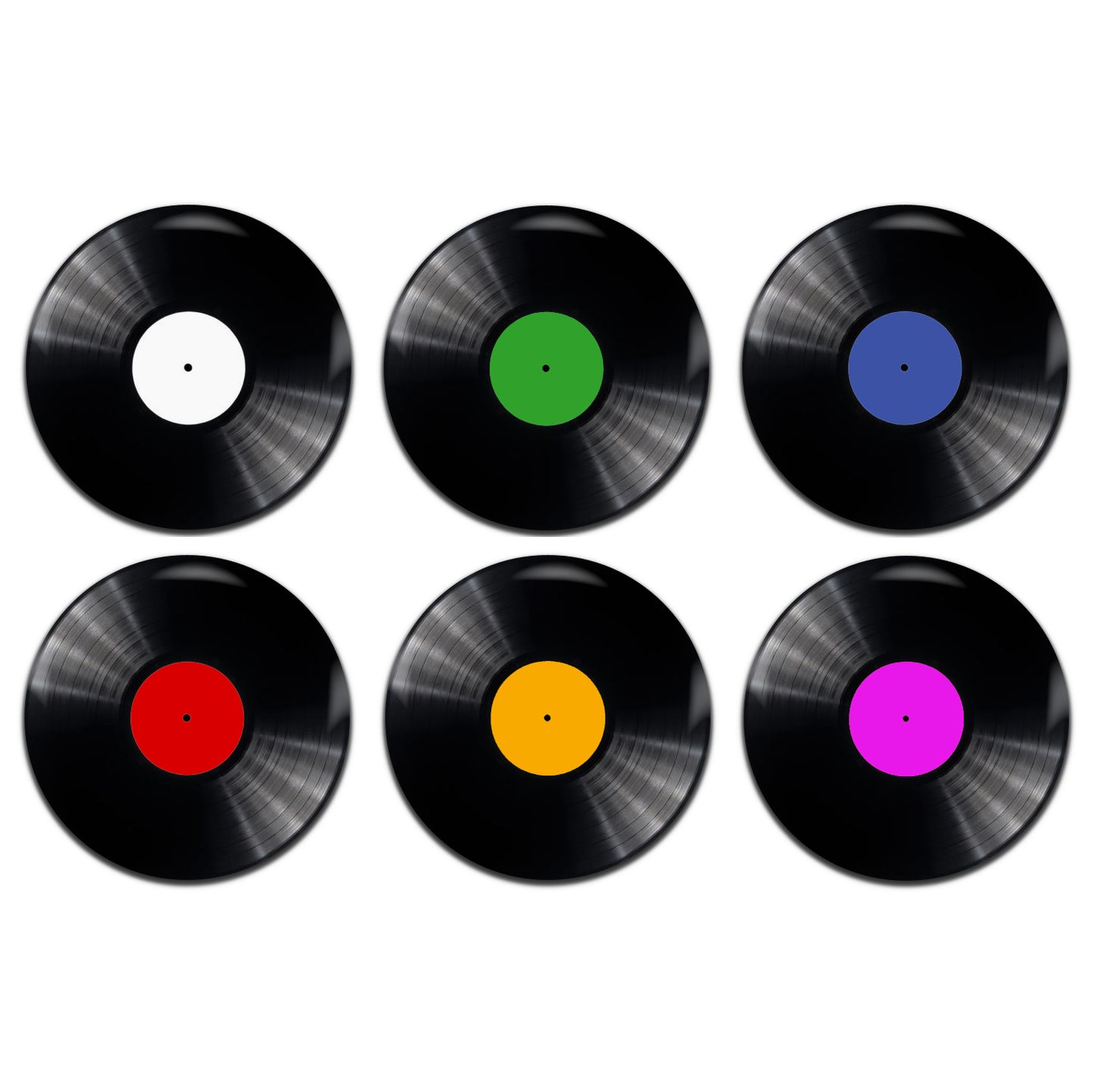 Vinyl Record Retro 25mm / 1 Inch D-Pin Button Badges (6x Set)