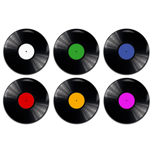 Vinyl Record Retro 25mm / 1 Inch D-Pin Button Badges (6x Set)