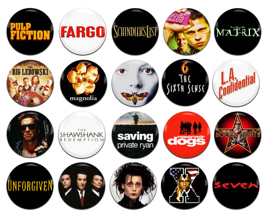 1990's 90's Movies Films Various 25mm / 1 Inch D-Pin Button Badges (20x Set)